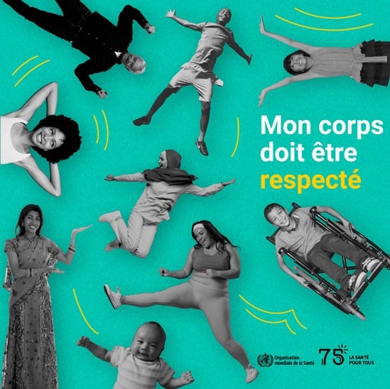 2023 Human Rights Day infographic "Respect my body" in French