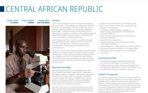WHO Global Health Emergency Appeal: Central African Republic